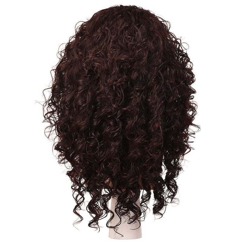 morvally Long Curly Dark Brown Synthetic Hair Wig for Cosplay Costume Halloween Party Wigs for Men - Image 4